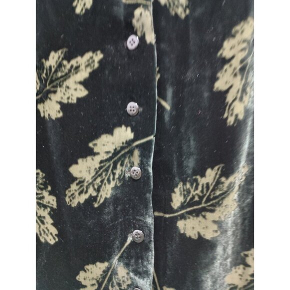 VTG Y2K Dana Buchman Womens Velvet Top SZ 16 Green Leaf Back Button Whimsigoth - Picture 8 of 8